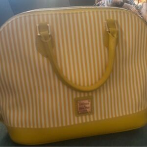 Dooney & Bourke Yellow and White Striped Tote